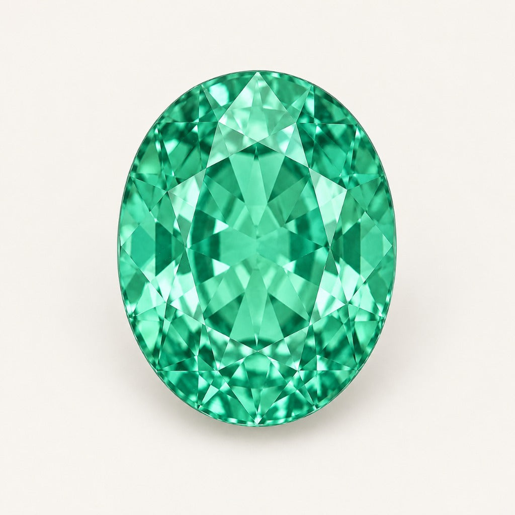 Green lab-grown sapphire, oval cut