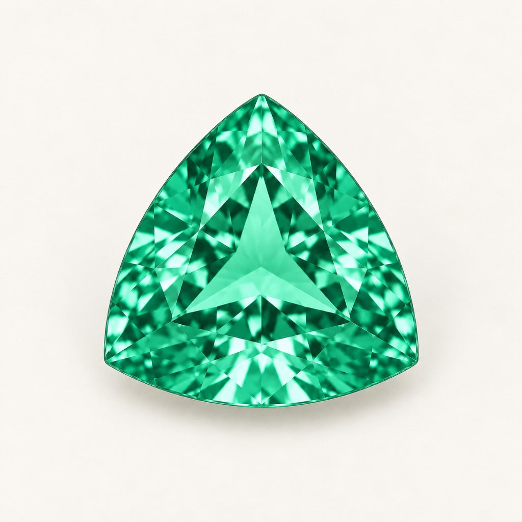 Green lab-grown sapphire, trillion cut