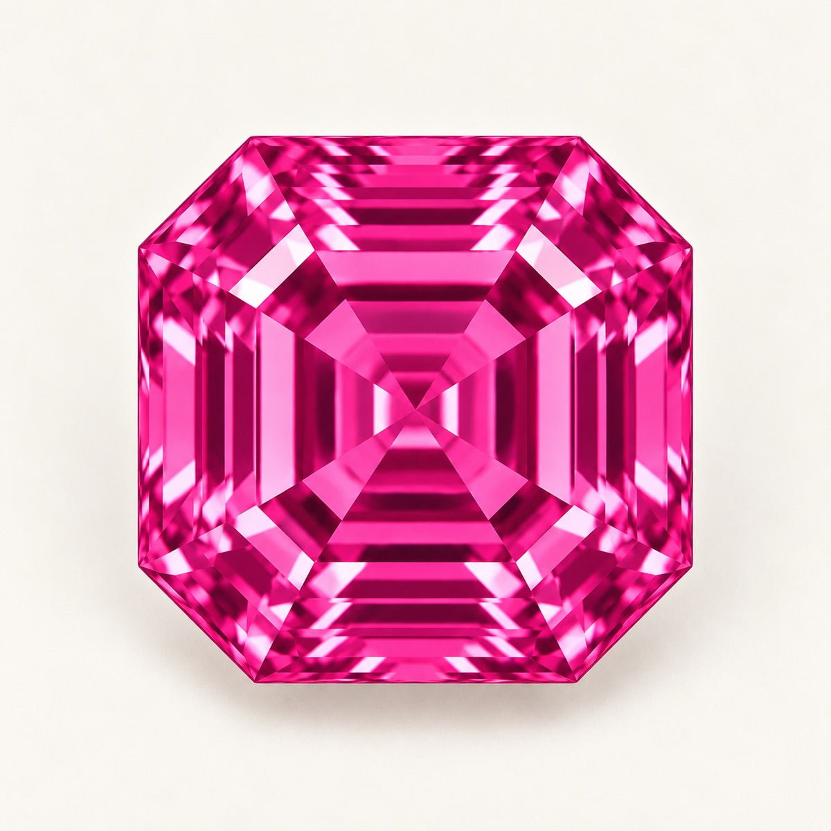 Hot pink lab-grown spinel, asscher cut