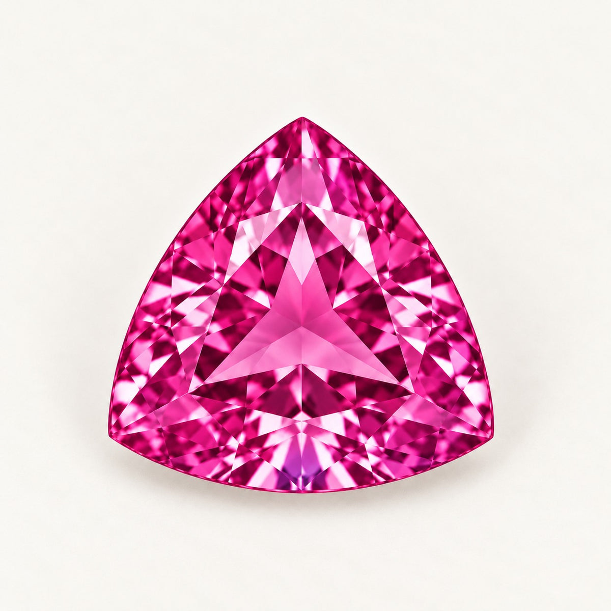 Hot pink lab-grown spinel, trillion cut