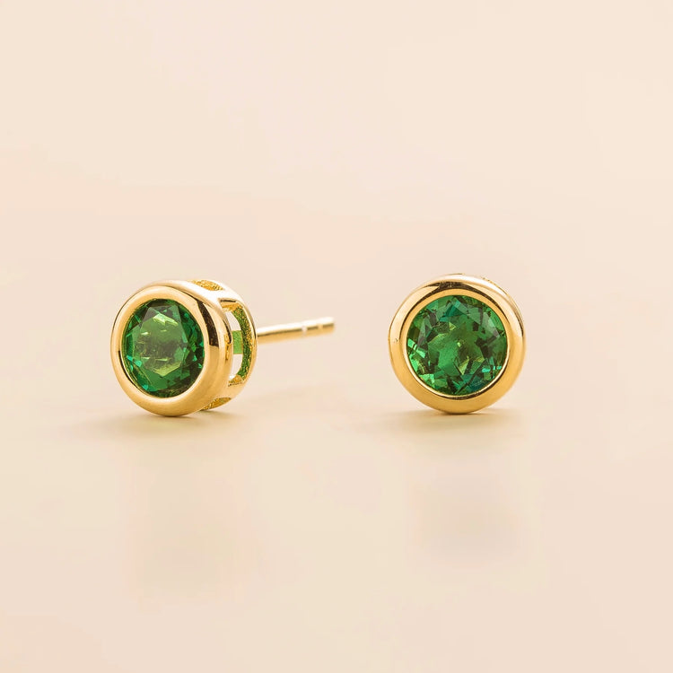 Margo Gold Earrings Set With Emerald By Juvetti London UK