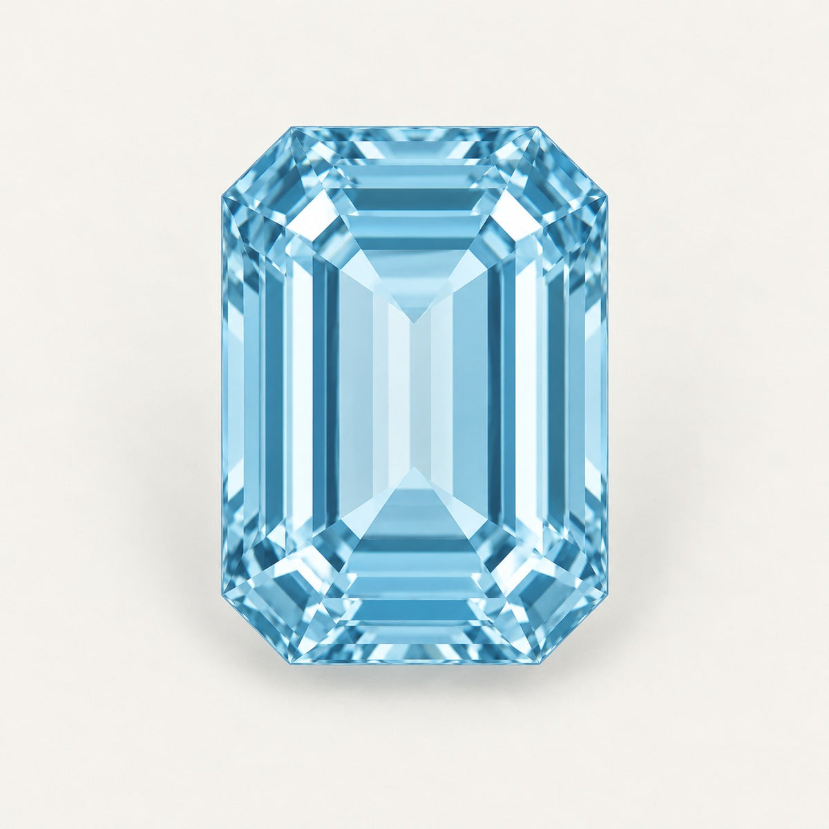 Lab-grown aquamarine, emerald cut