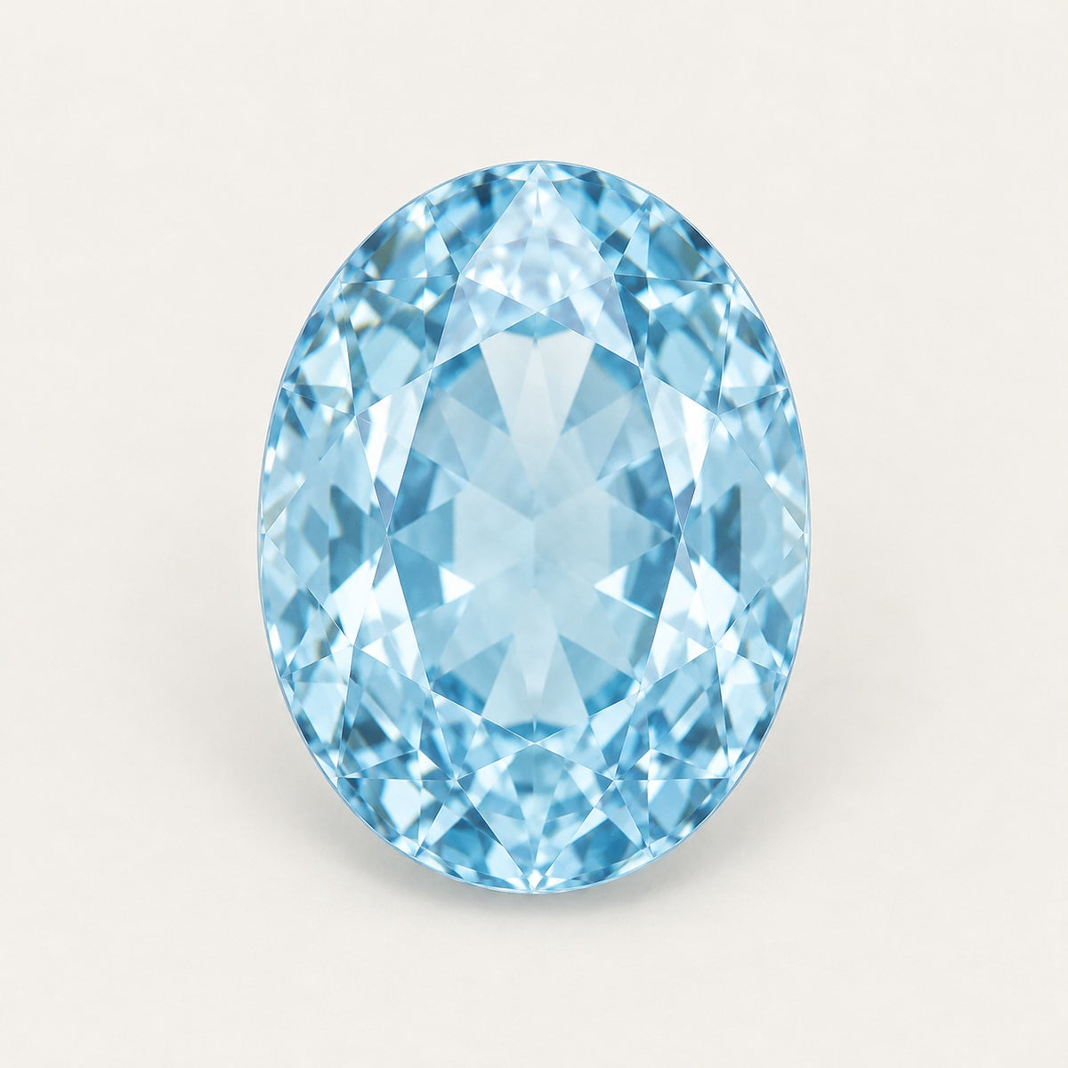 Lab-grown aquamarine, oval cut