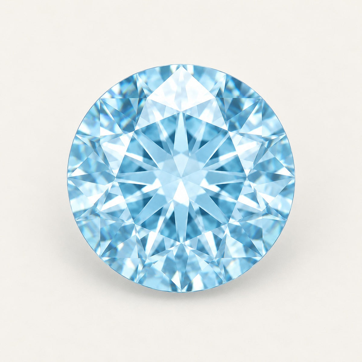 Lab-grown aquamarine, round cut