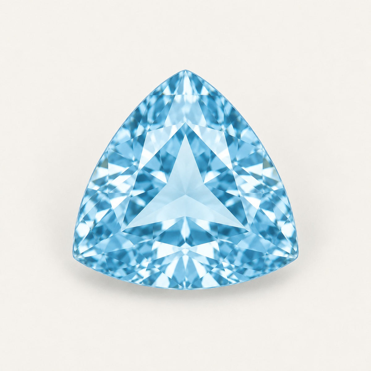 Lab-grown aquamarine, trillion cut