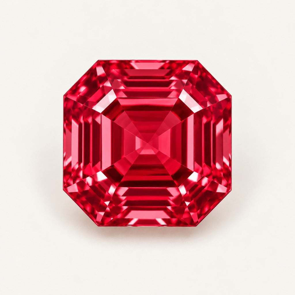 Lab-grown ruby, Asscher cut