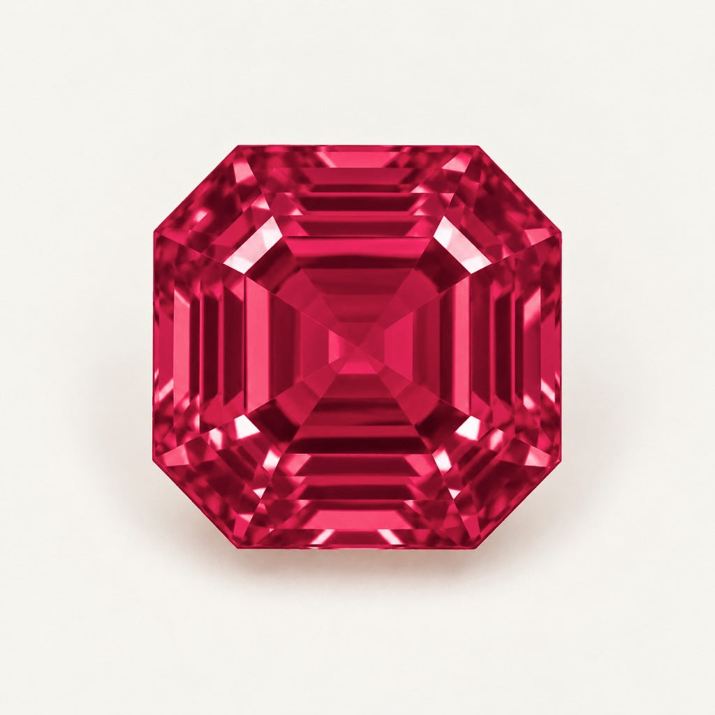 Lab-grown ruby, Asscher cut