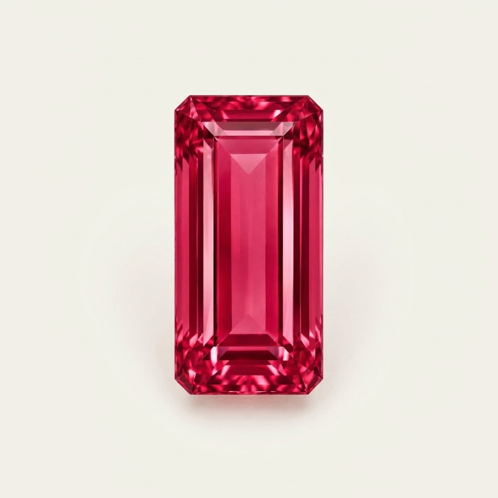 Lab-grown ruby, baguette cut