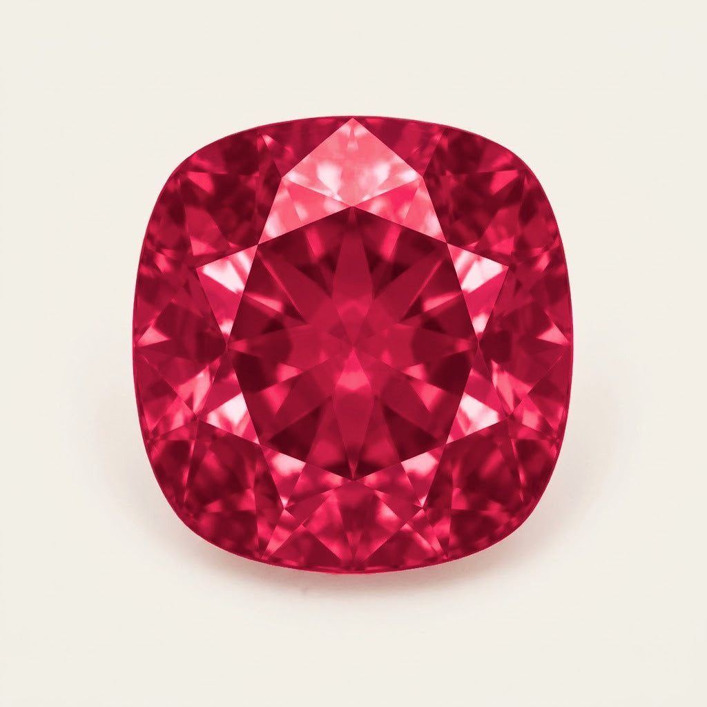 Lab-grown ruby, cushion cut