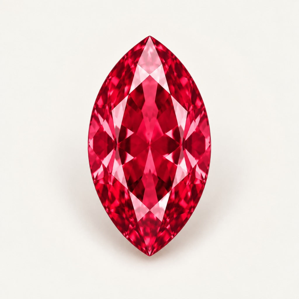 Lab-grown ruby, marquise cut