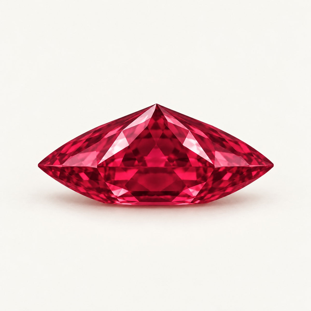 Lab-grown ruby, marquise cut, side view