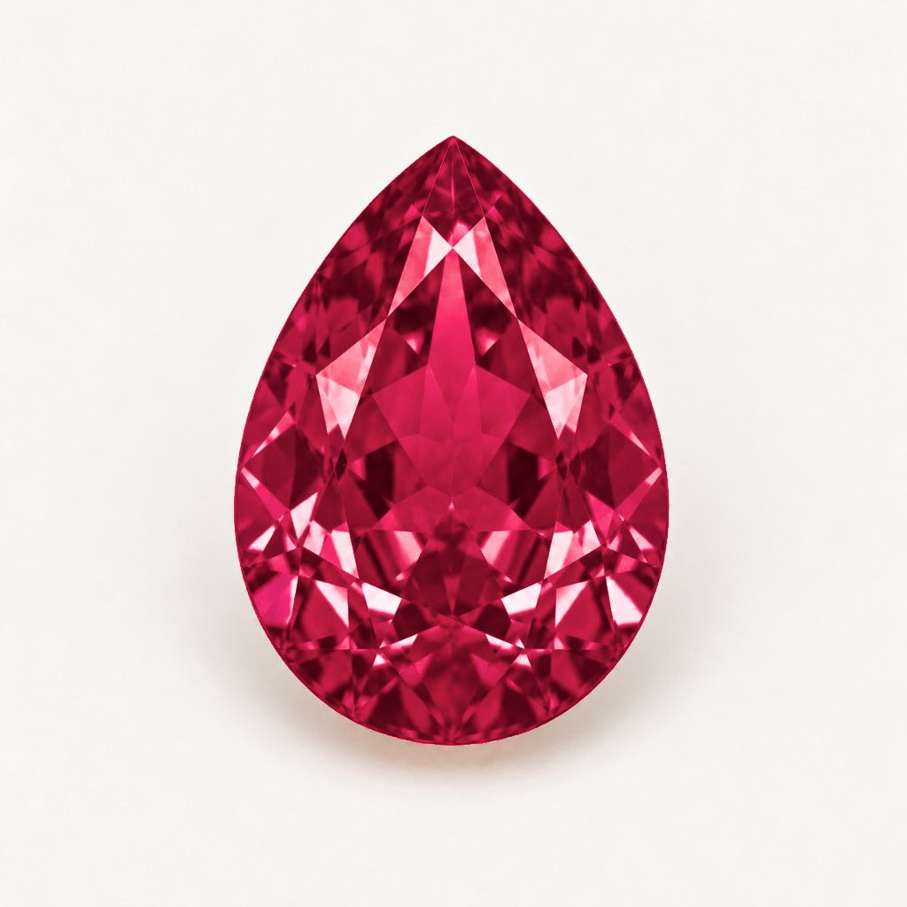 Lab-grown ruby, pear cut