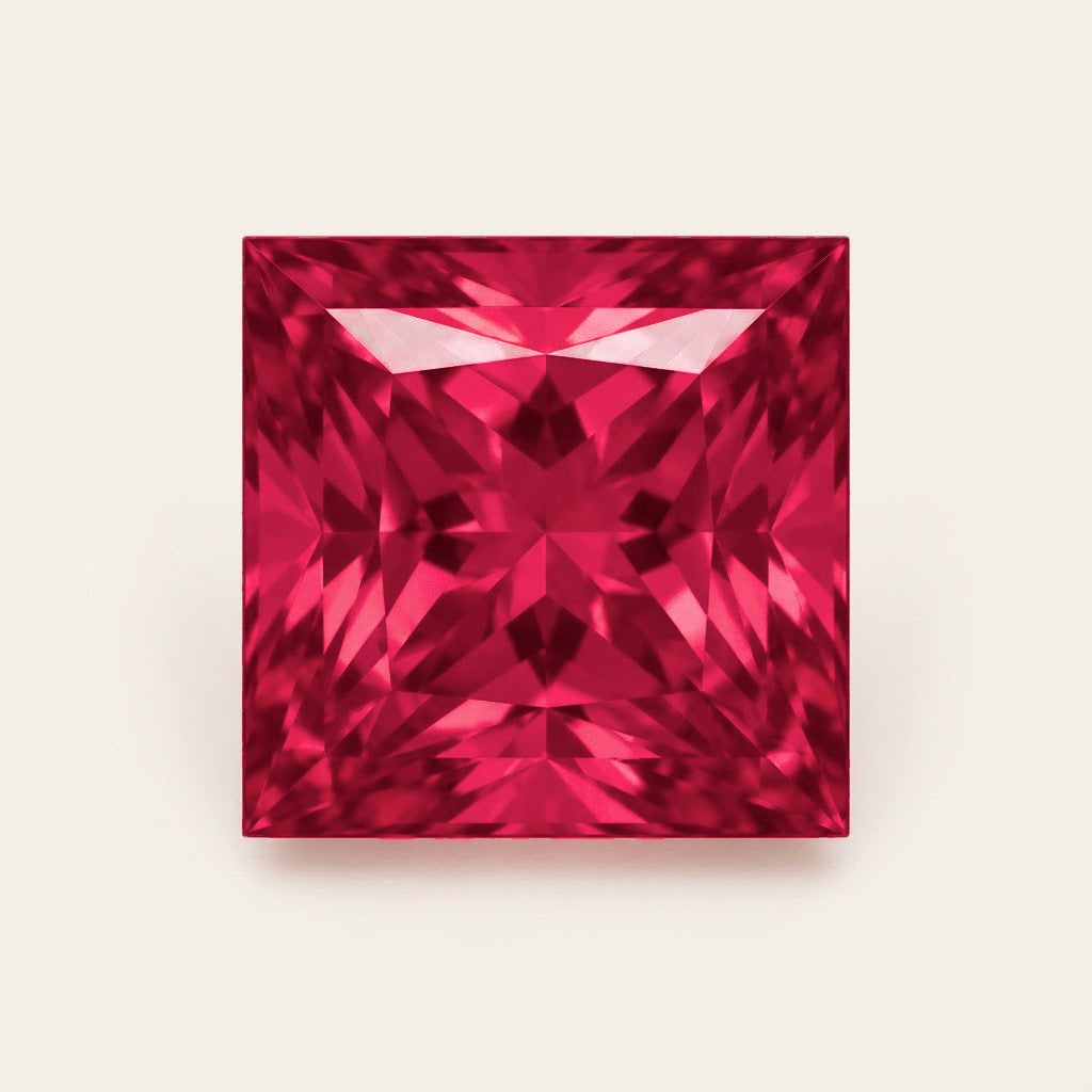 Lab-grown ruby, princess cut