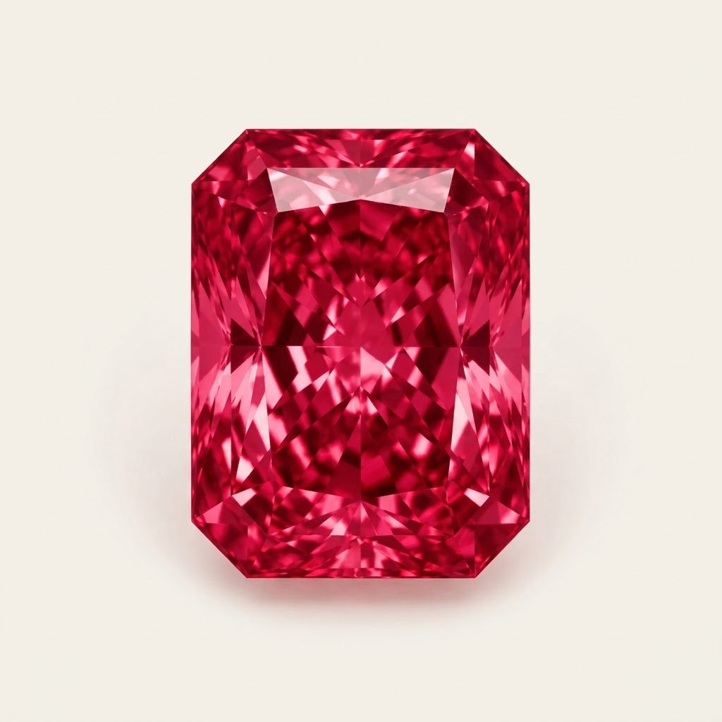 Lab-grown ruby, radiant cut