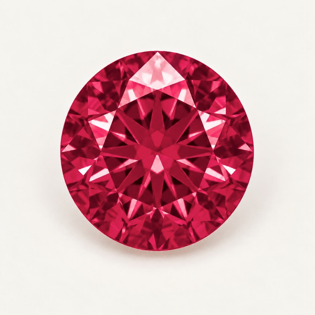 Lab-grown ruby, round cut