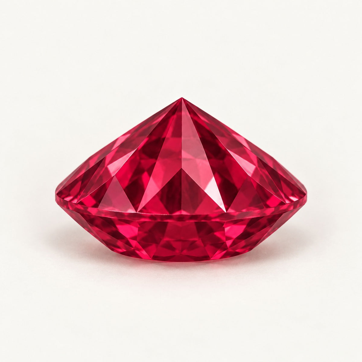 Lab-grown ruby, round cut, side view