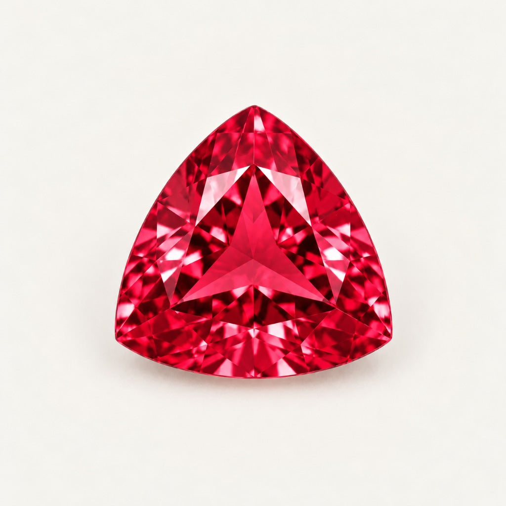Lab-grown ruby, trillion cut