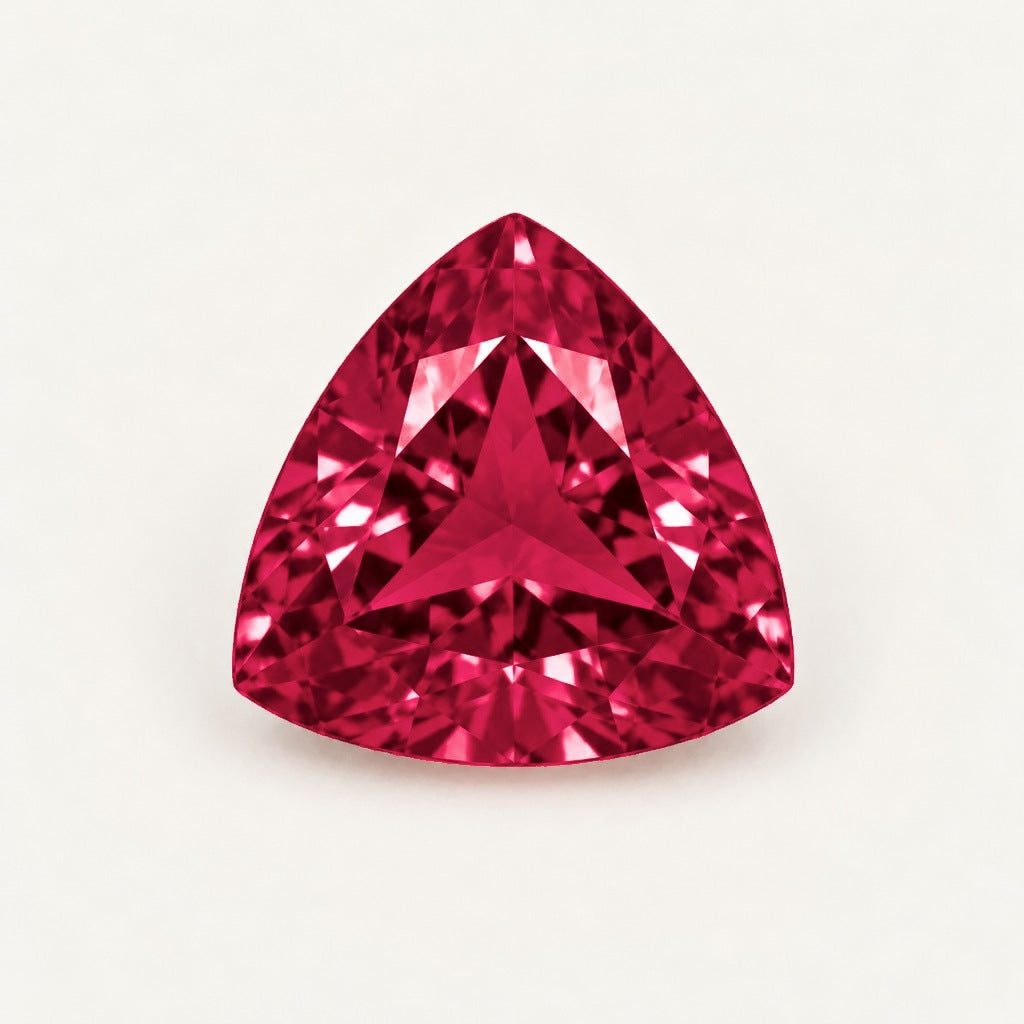 Lab-grown ruby, trillion cut