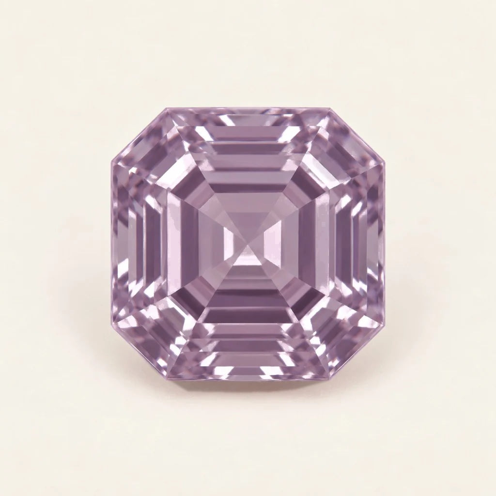 Lavender lab-grown sapphire, asscher cut