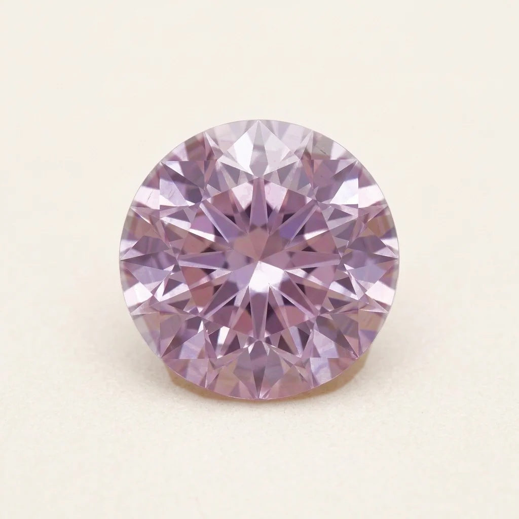 Lavender lab-grown sapphire, round cut