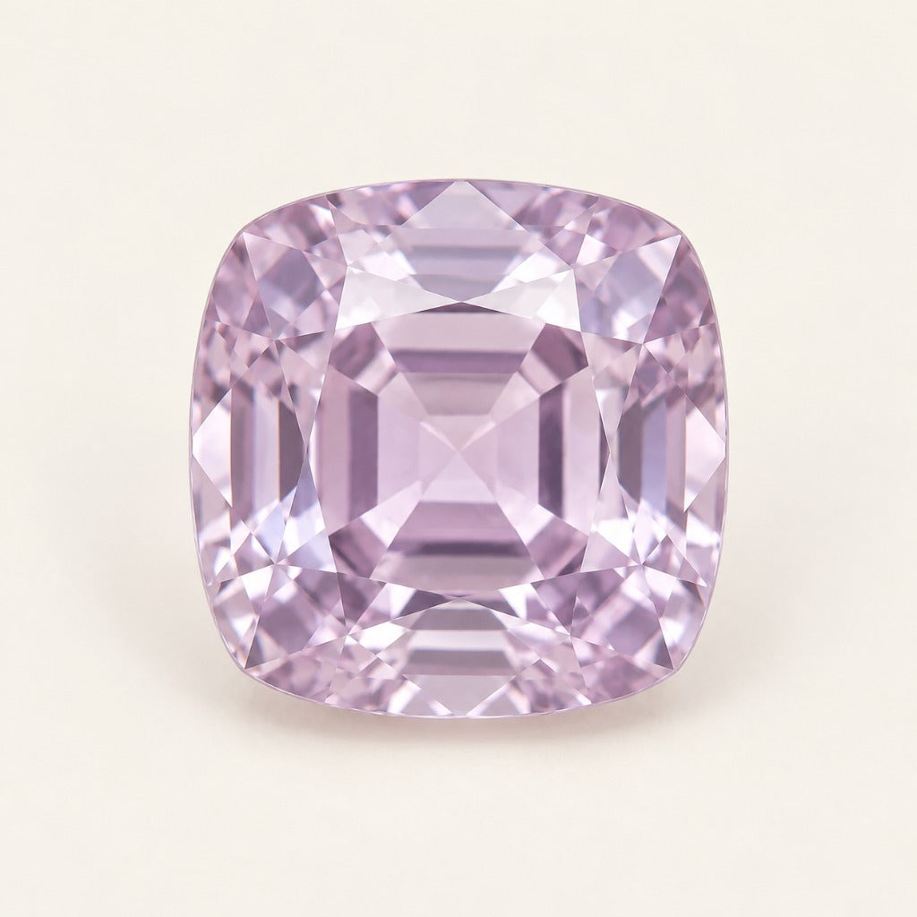 Lavender lab-grown sapphire, cushion cut