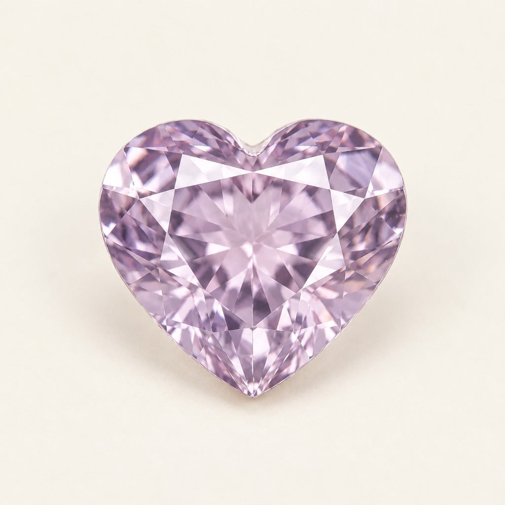 Lavender lab-grown sapphire, heart cut