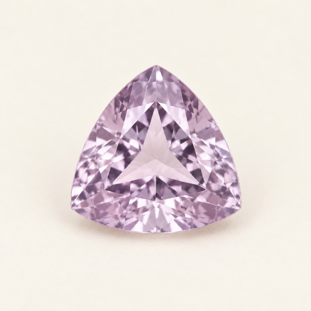 Lavender lab-grown sapphire, trillion cut