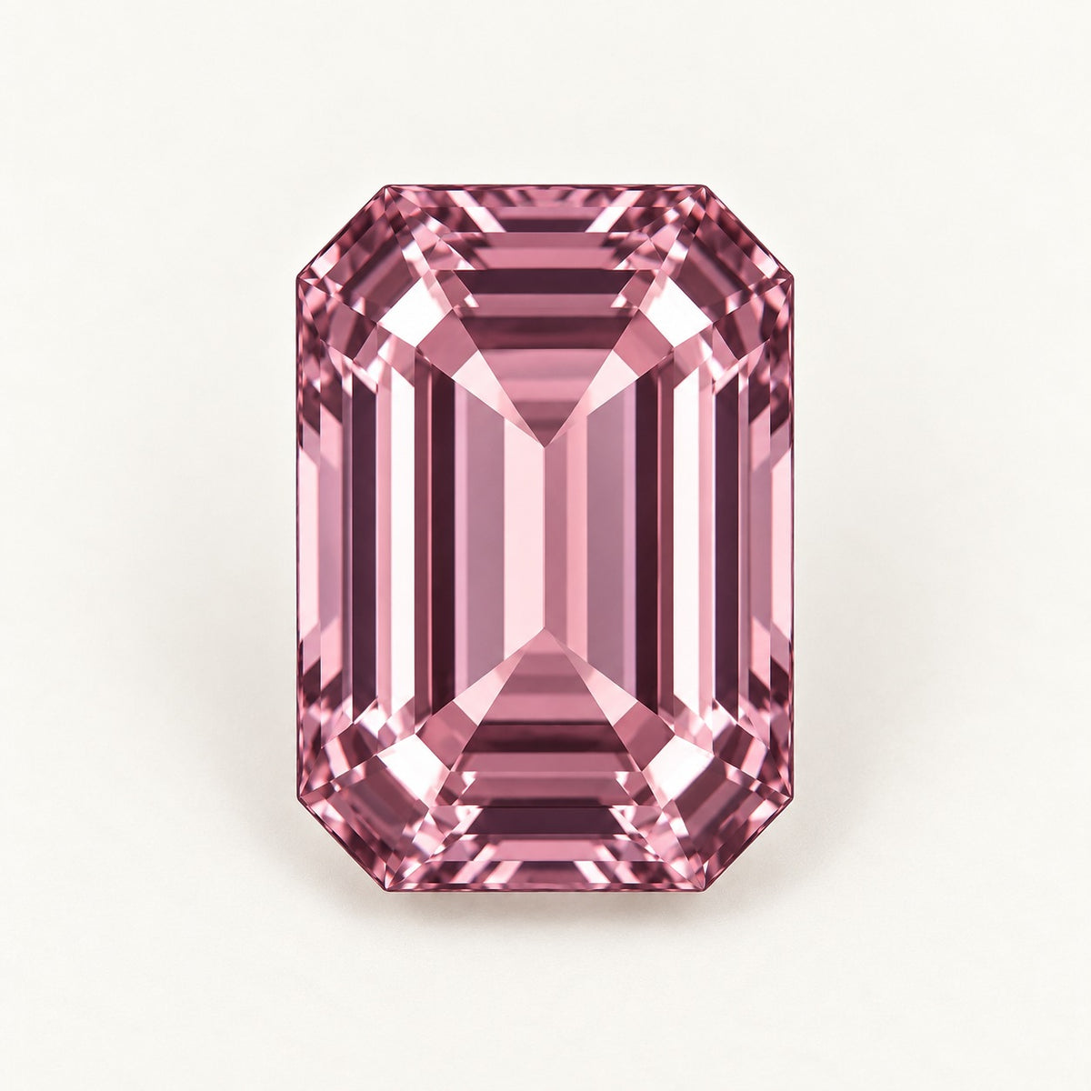 Mauve lab-grown spinel, emerald cut