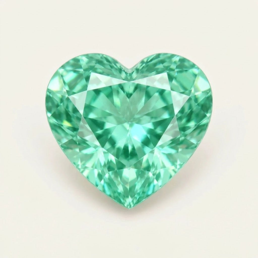 Mint green lab-grown sapphire, heart cut