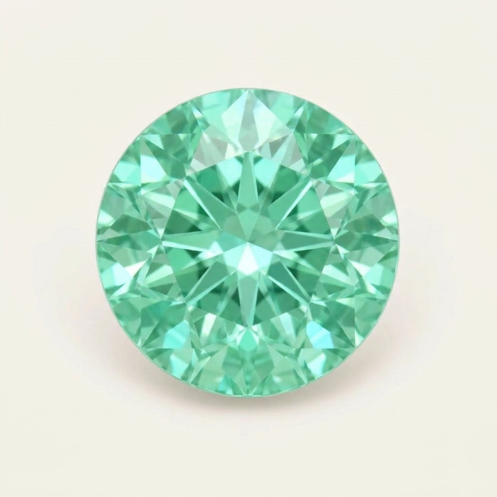 Mint green lab-grown sapphire, round cut