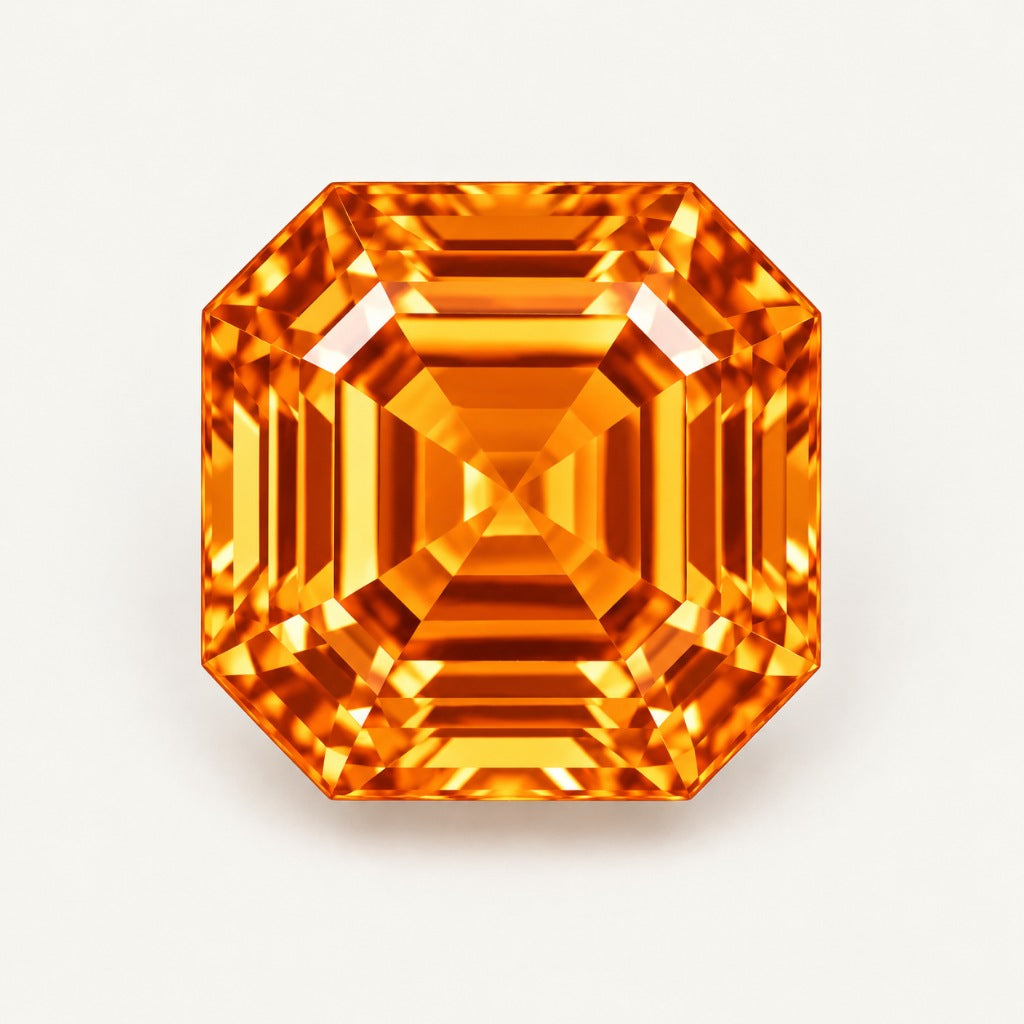Orange lab-grown sapphire, Asscher cut