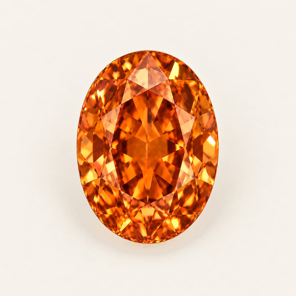 Orange lab-grown sapphire, oval cut