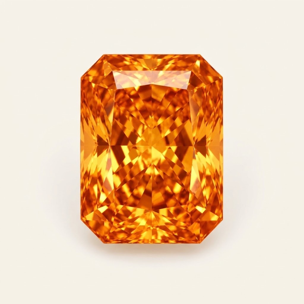 Orange lab-grown sapphire, radiant cut