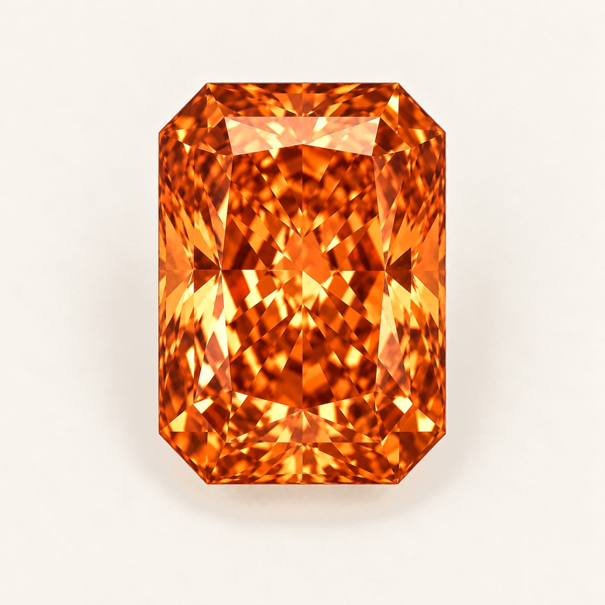 Orange lab-grown sapphire, radiant cut