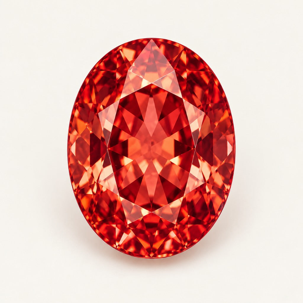 Orange-red lab-grown sapphire, oval cut