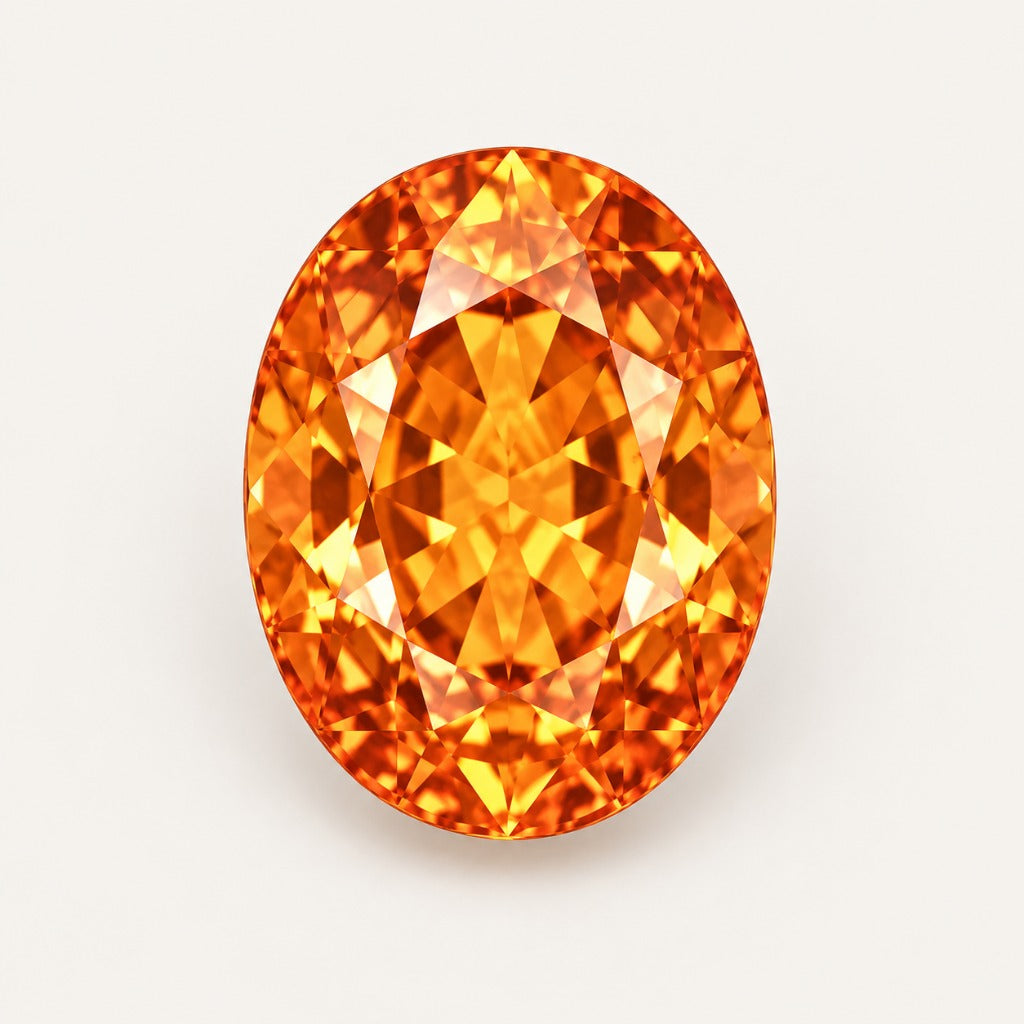 Orange lab-grown sapphire, oval cut
