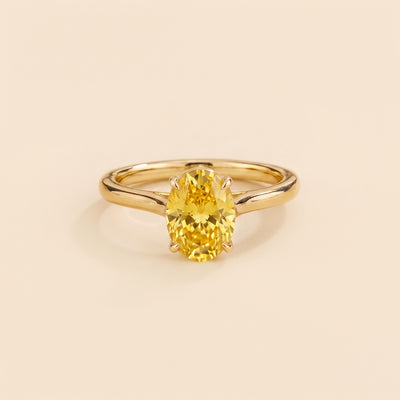 Ovo Yellow Sapphire Oval Cathedral Solitaire Ring in Gold