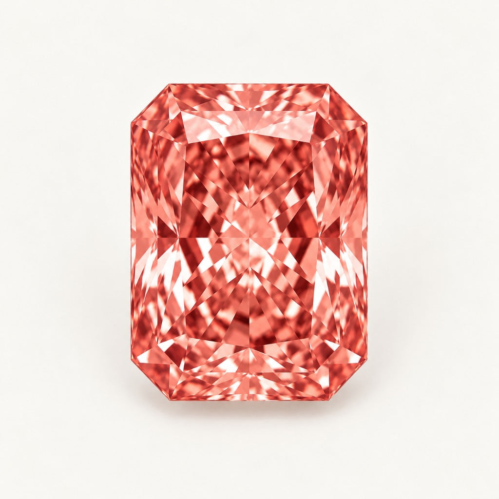 Padparadscha lab-grown sapphire, radiant cut