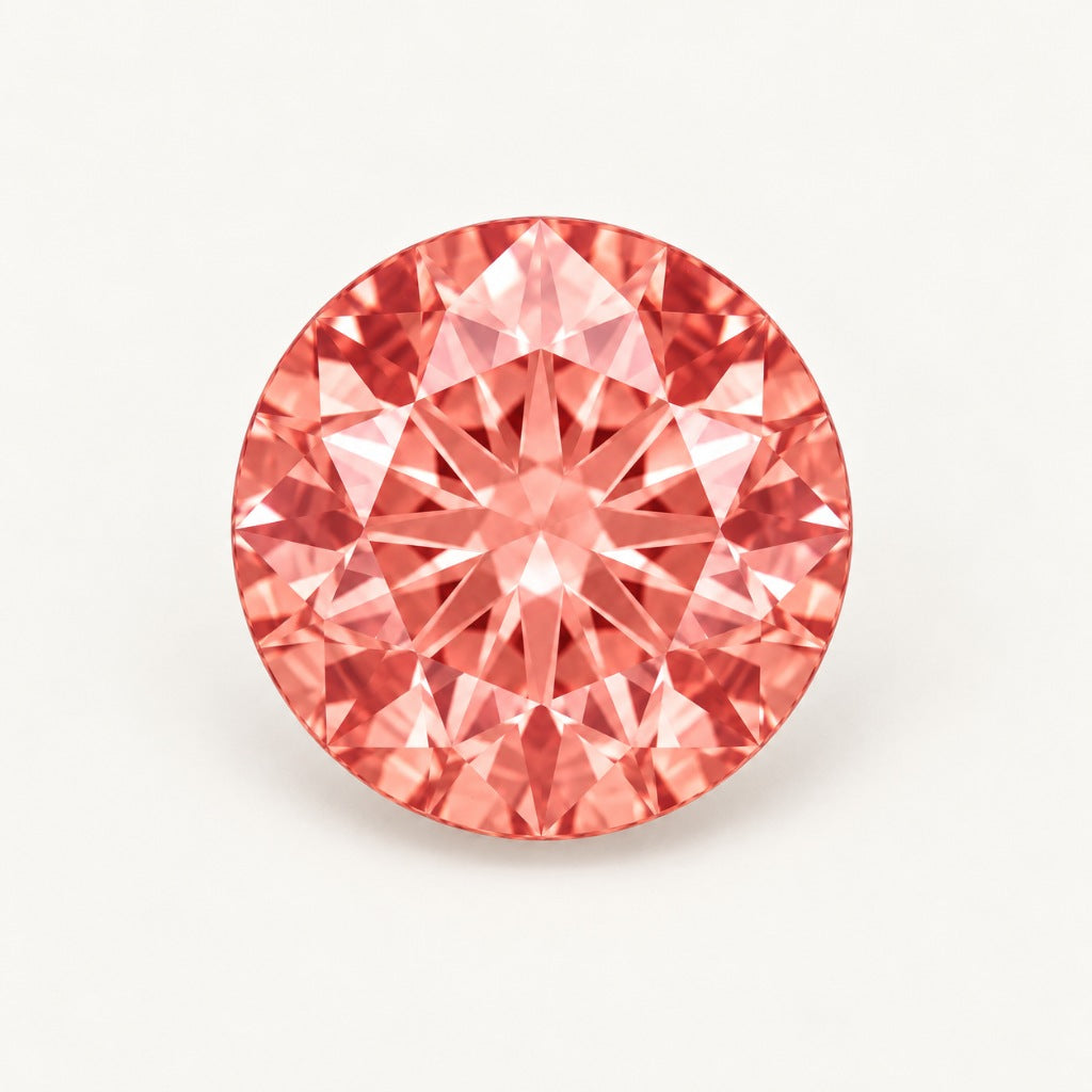 Padparadscha lab-grown sapphire, round cut