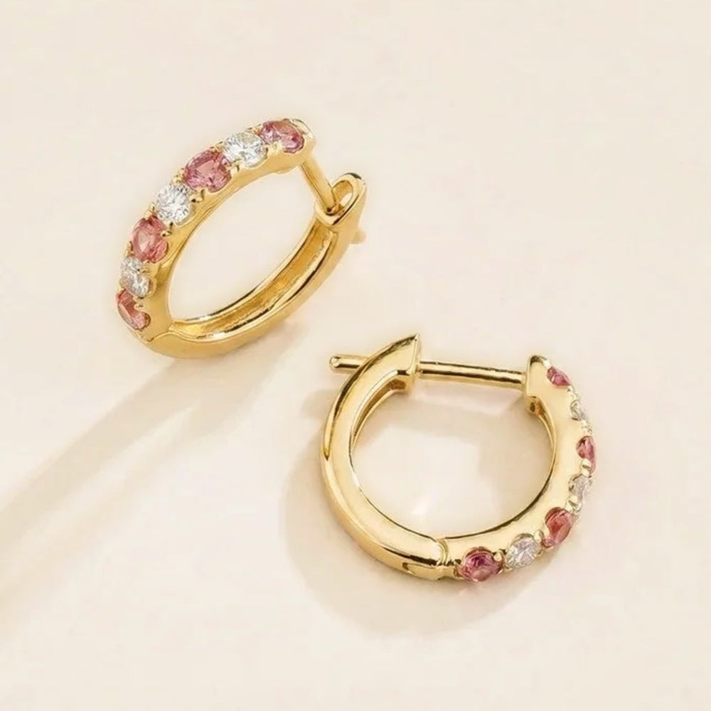Stacy padparadscha sapphire & diamond huggie earrings in gold