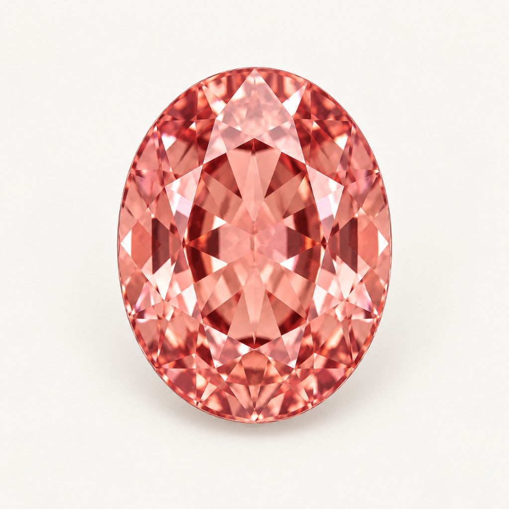 Padparadscha lab-grown sapphire, oval cut