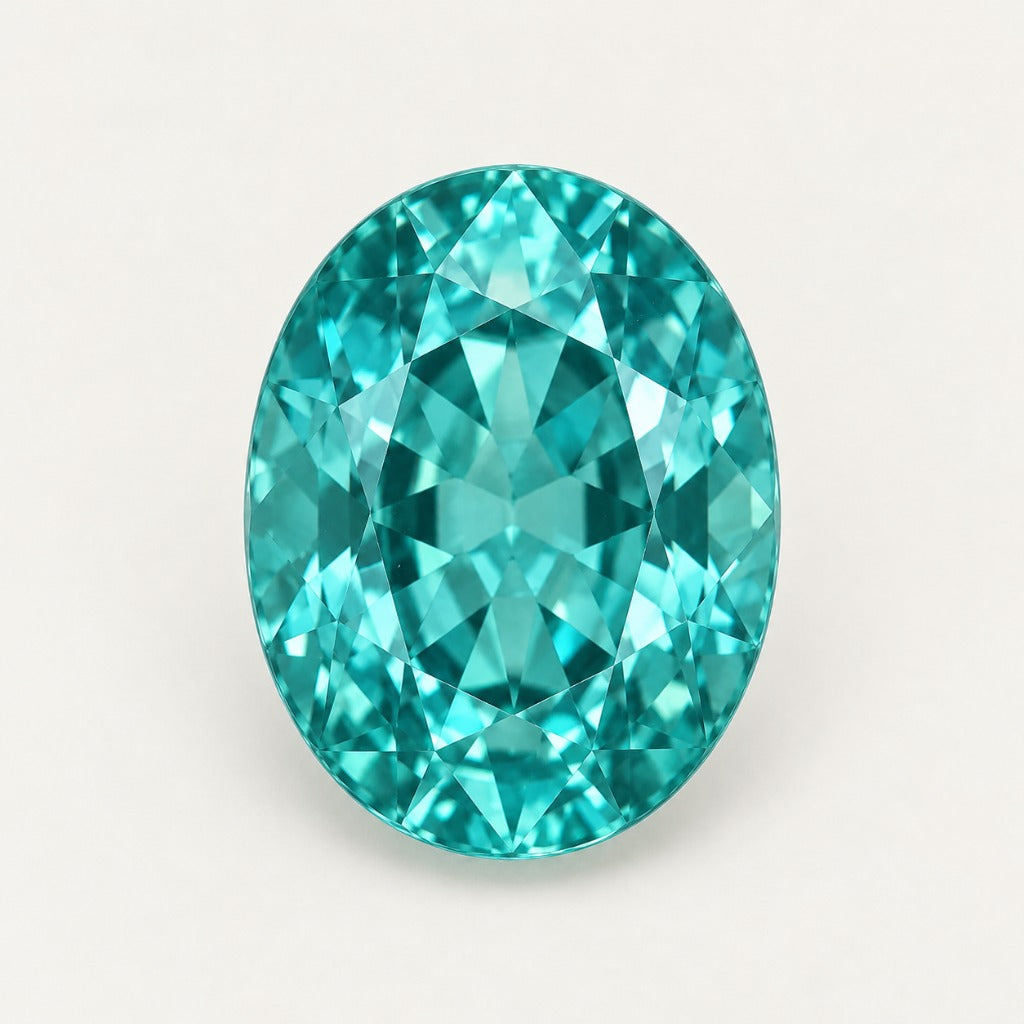 Paraiba-colour lab-grown sapphire, oval cut