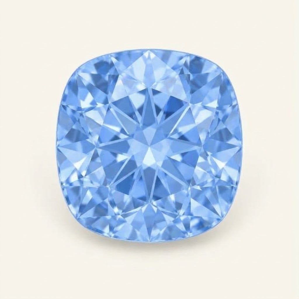 Pastel blue lab-grown sapphire, cushion cut