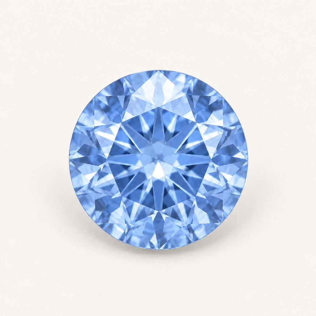 Pastel blue lab-grown sapphire, round cut