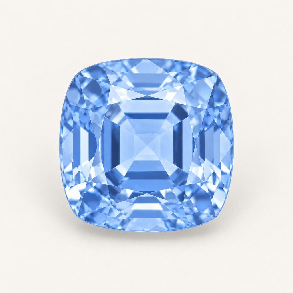 Pastel blue lab-grown sapphire, cushion cut