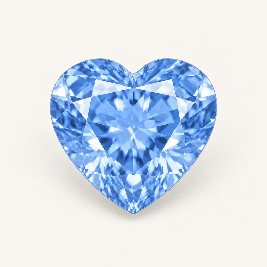Pastel blue lab-grown sapphire, heart cut