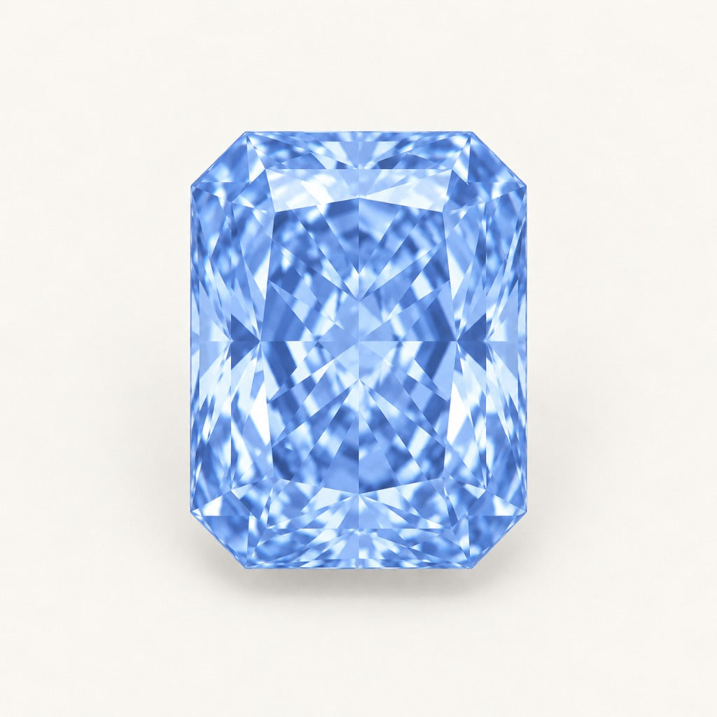 Pastel blue lab-grown sapphire, radiant cut