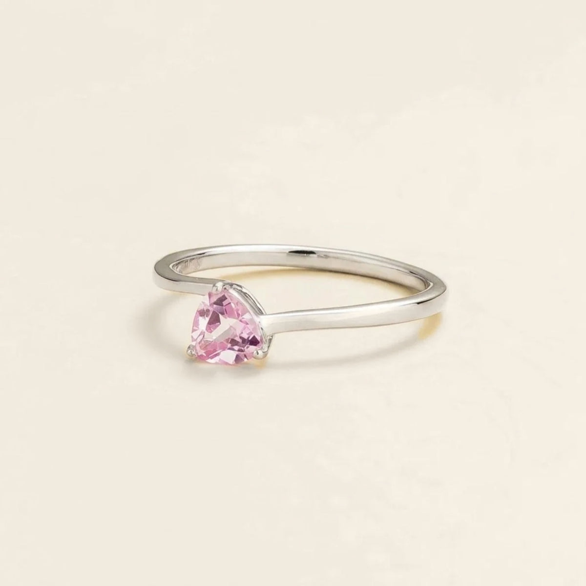 Trillion Pastel Pink Sapphire Solitaire Ring in White Gold
