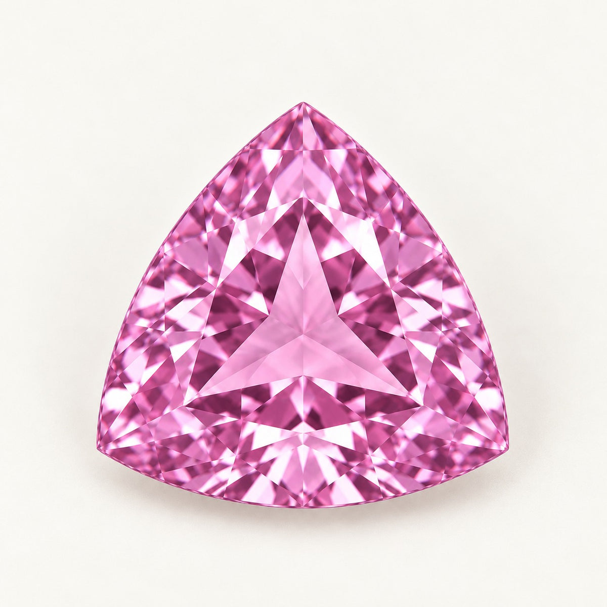 Pink lab-grown spinel, trillion cut