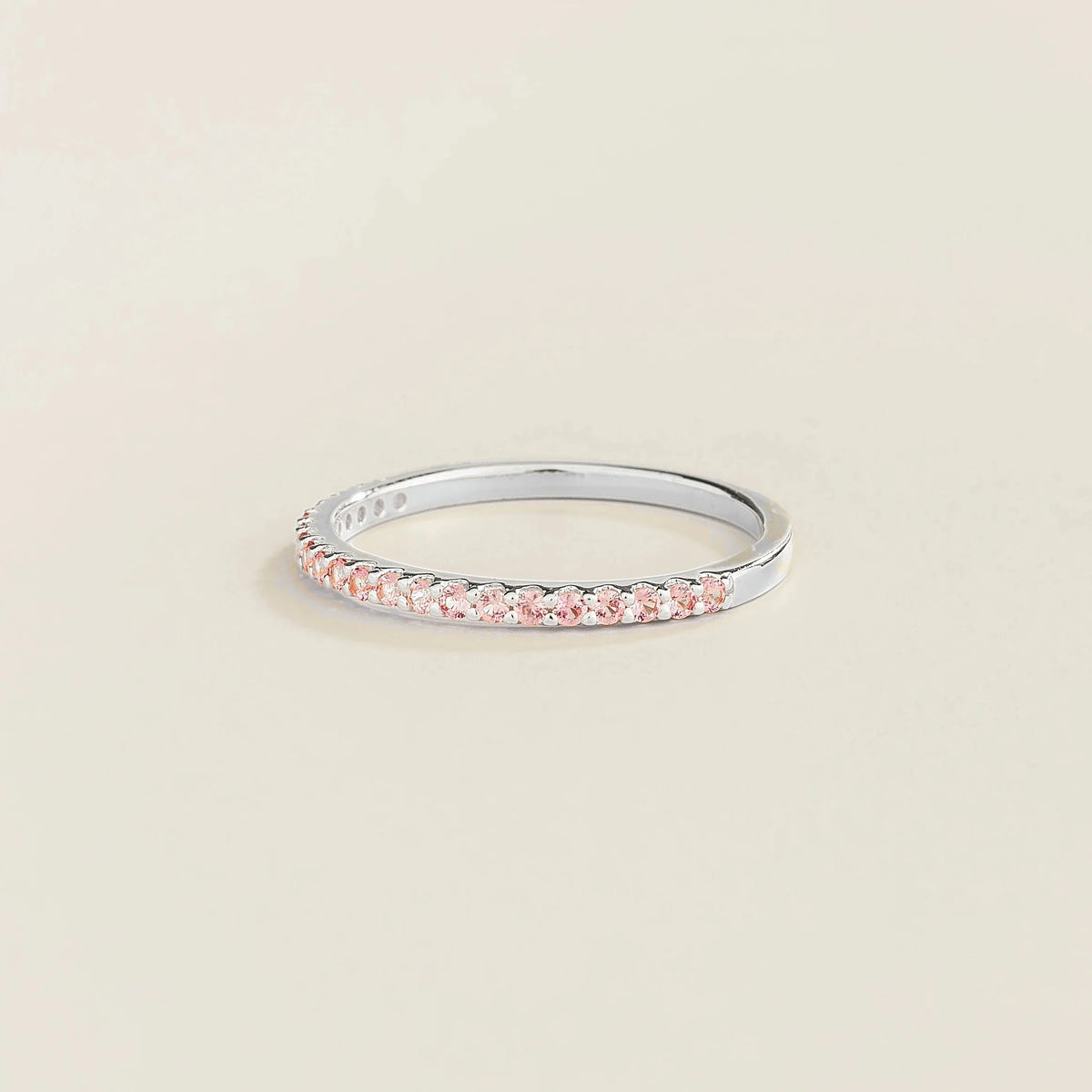 Stacy Pink Sapphire Half Eternity Band in White Gold